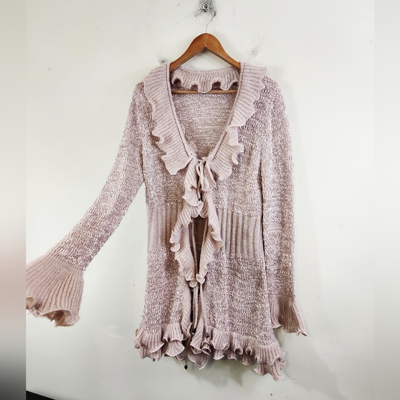Sioni Sweaters - Sioni y2k Ruffle Cardigan Sweater